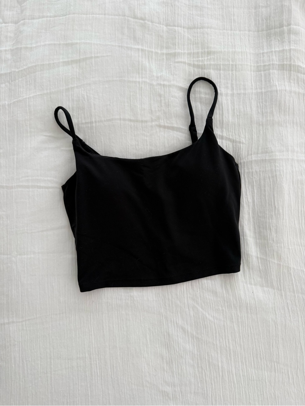 CRZ Yoga Black Women's Spaghetti Strap Crop Top with Built in Bra size Small